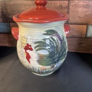 LE ROOSTER by Certified Int Susan Winget SM Canister & Lid 6 3/4"